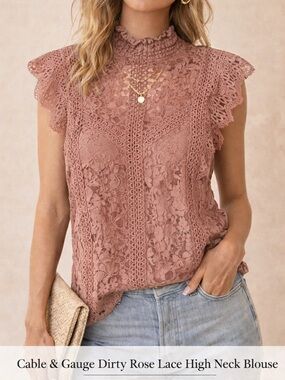 Dirty Rose Lace High Neck Women's Top